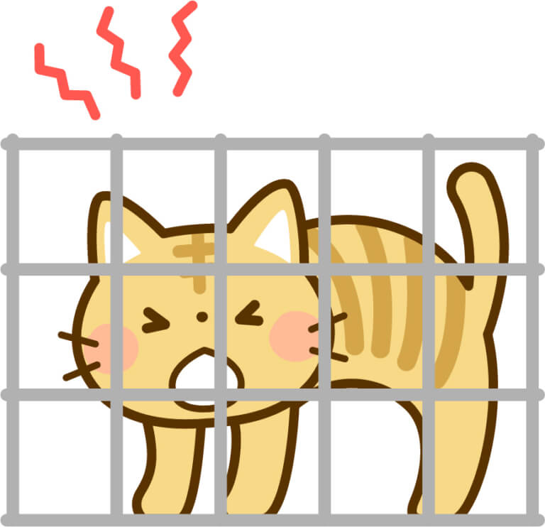 檻に入った猫のイラスト